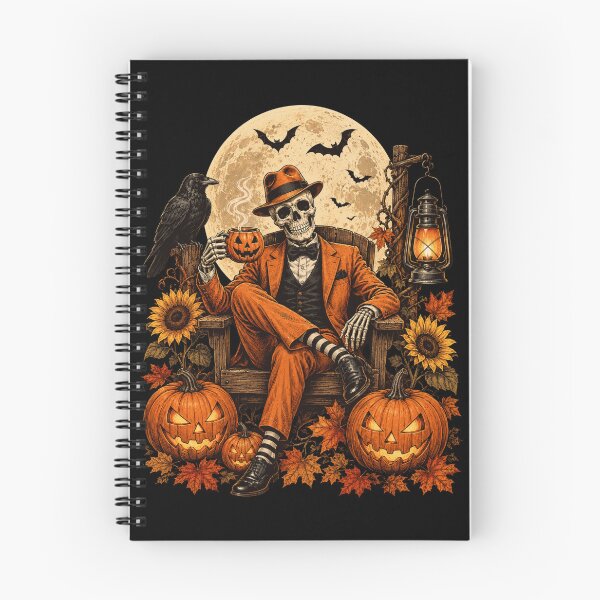 Item preview, Halloween Skeleton in Orange Suit with Pumpkin Mug designed and sold by ROUX-ART.