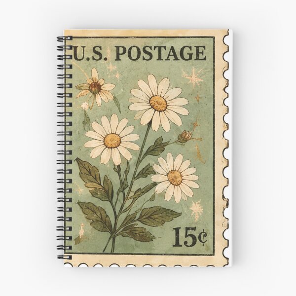 Item preview, Vintage Flower Stamp Sticker Retro Daisy Botanical Postage Aesthetic Cottagecore Floral Gift designed and sold by AstraDrip Studio.