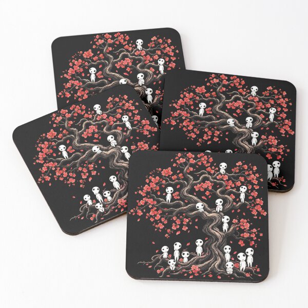 Item preview, Mystical White Forest Spirits in Red Cherry Blossom Tree designed and sold by Vermanartist.