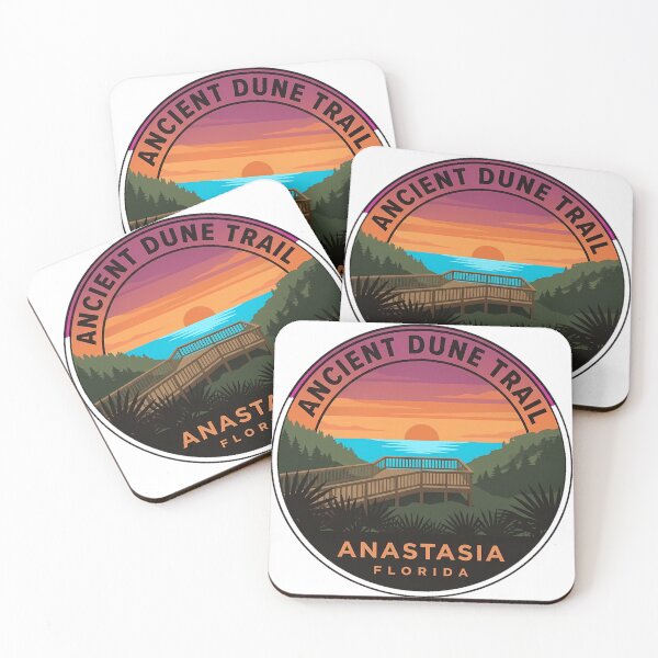 Item preview, Anastasia Ancient Dune Trail Overlook Florida Circular Sticker designed and sold by DetourDgn.