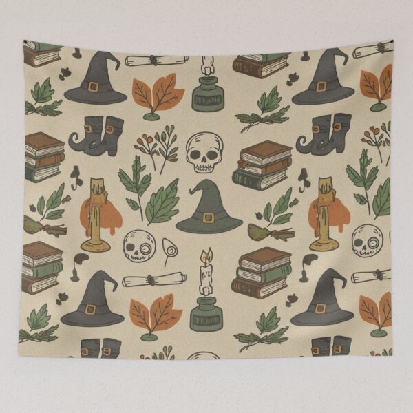 Item preview, Vintage Halloween Witchy Seamless Pattern designed and sold by IntelliMindDesigns.