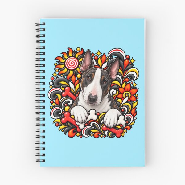Item preview, Bull Terrier Floral Art - Bones & Floral Swirls designed and sold by PixelsPaws.
