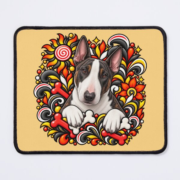 Item preview, Bull Terrier Floral Art - Bones & Floral Swirls designed and sold by PixelsPaws.