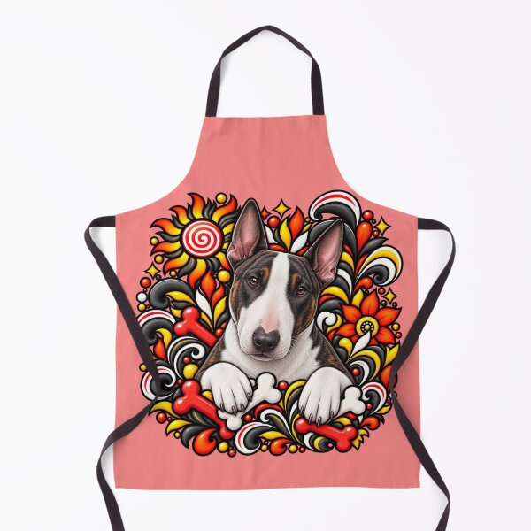 Item preview, Bull Terrier Floral Art - Bones & Floral Swirls designed and sold by PixelsPaws.