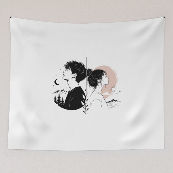 Item preview, Sun & Moon Soulmates – Minimalist Couple T-Shirt Design designed and sold by LarkLeaf.