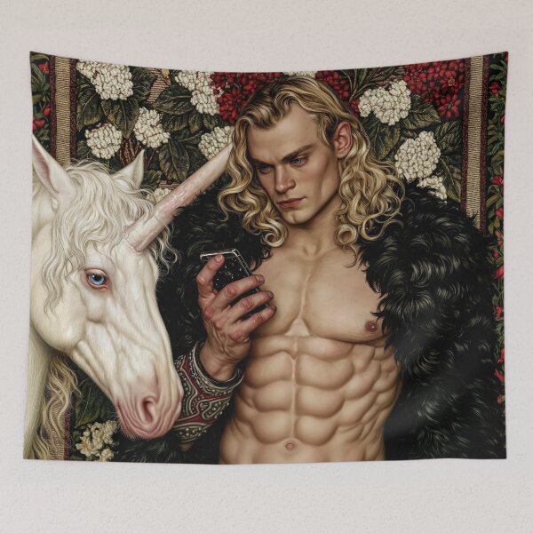 Item preview, Anachronism in the Medieval Tapestry - Man and Unicorn  designed and sold by JaimeLikes.