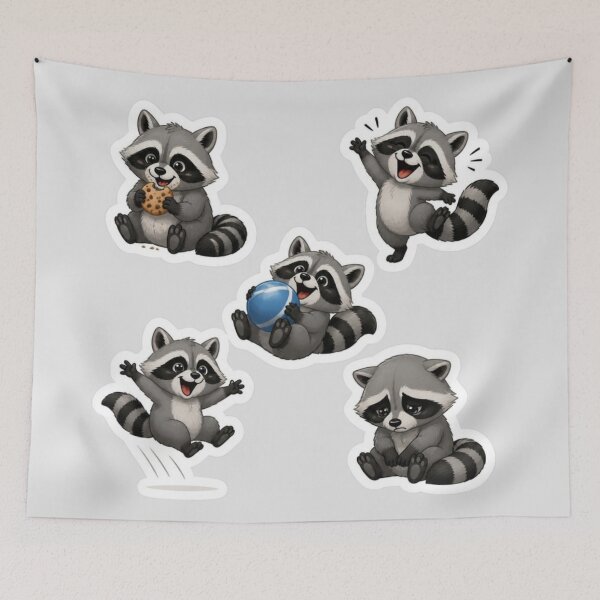 Item preview, Cute Raccoon Expressions – Playful Animal Sticker Set designed and sold by Yasmine Mohammed.
