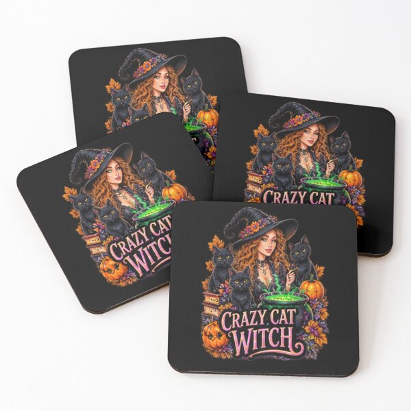 Item preview, Crazy Cat Witch – Spooky Witch & Black Cats designed and sold by LosthopeCreations.