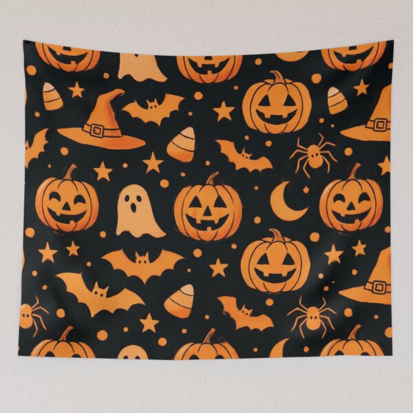 Item preview, Classic Halloween Pumpkins Bats Moon Pattern designed and sold by IntelliMindDesigns.