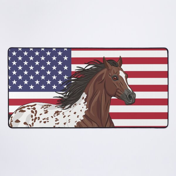 Item preview, An Appaloosa horse and the USA flag designed and sold by Cheval-de-coeur.