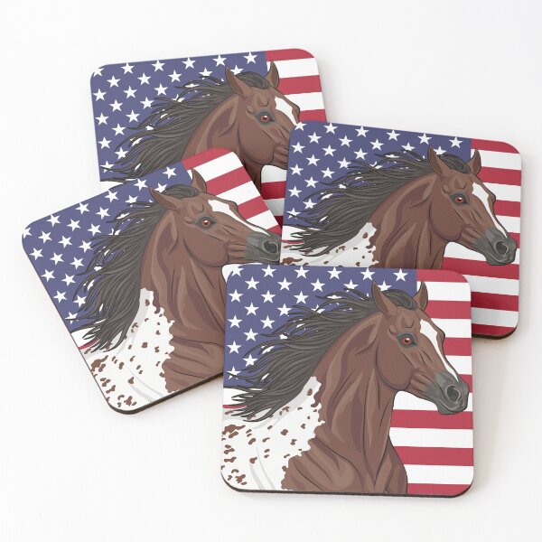 Item preview, An Appaloosa horse and the USA flag designed and sold by Cheval-de-coeur.