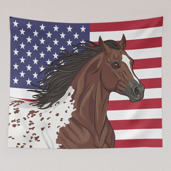 Item preview, An Appaloosa horse and the USA flag designed and sold by Cheval-de-coeur.