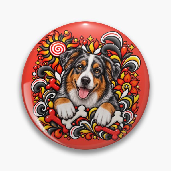 Item preview, Australian Shepherd Bones & Floral Swirl Art  designed and sold by PixelsPaws.