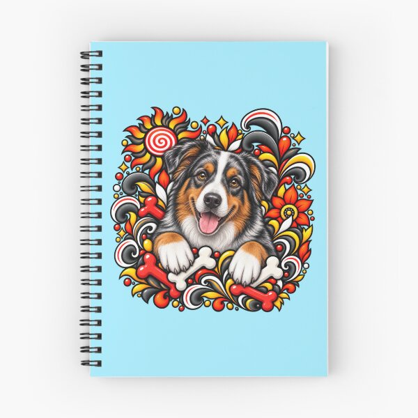 Item preview, Australian Shepherd Bones & Floral Swirl Art  designed and sold by PixelsPaws.