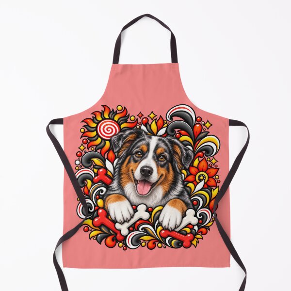 Item preview, Australian Shepherd Bones & Floral Swirl Art designed and sold by PixelsPaws.