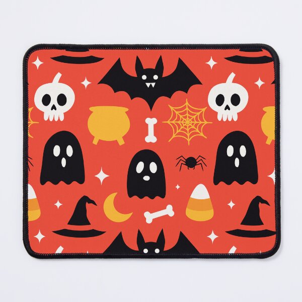 Item preview, Red Halloween Ghosts Bats Pumpkins Pattern designed and sold by IntelliMindDesigns.