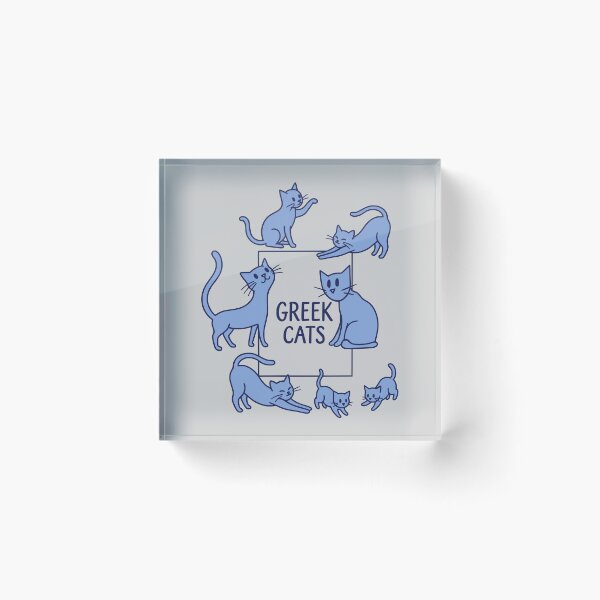 Item preview, Playful Greek Cats Blue Line Art designed and sold by MavtM.