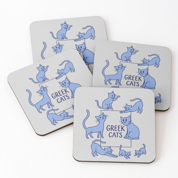 Item preview, Playful Greek Cats Blue Line Art designed and sold by MavtM.