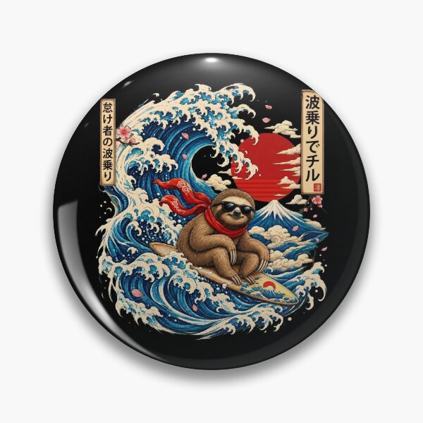 Item preview, Ukiyo-e Surfing Sloth Great Wave Japanese Art designed and sold by Vermanartist.