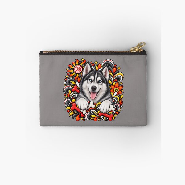 Item preview, Siberian Husky Floral Art - Bones & Floral Swirls designed and sold by PixelsPaws.