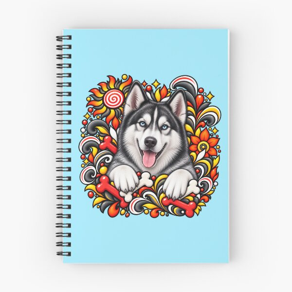 Item preview, Siberian Husky Floral Art - Bones & Floral Swirls designed and sold by PixelsPaws.