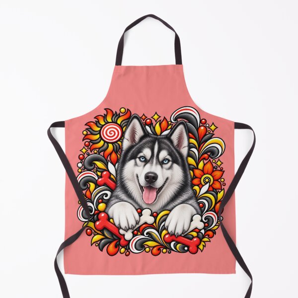 Item preview, Siberian Husky Floral Art - Bones & Floral Swirls designed and sold by PixelsPaws.