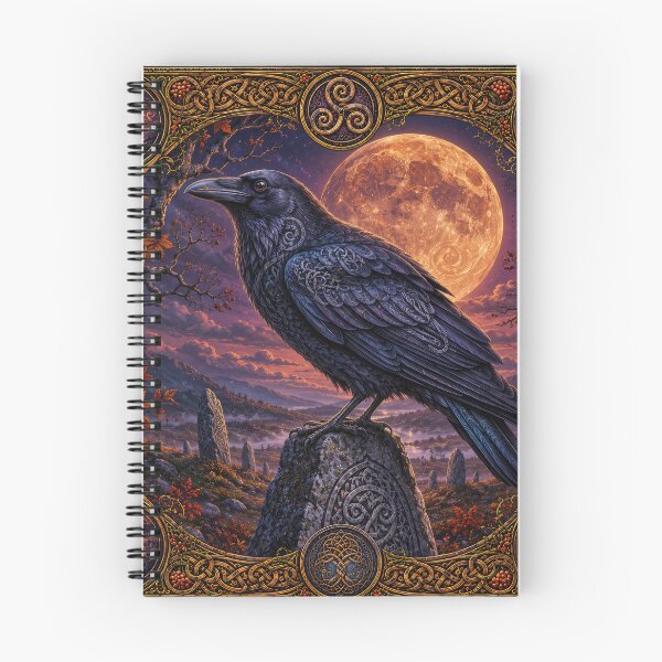 Item preview, Celtic Moon Raven – Mystical Black Raven Under the Harvest Moon designed and sold by thewandswant.