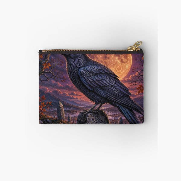 Item preview, Celtic Moon Raven – Mystical Black Raven Under the Harvest Moon designed and sold by thewandswant.