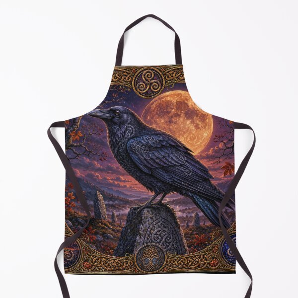 Item preview, Celtic Moon Raven – Mystical Black Raven Under the Harvest Moon designed and sold by thewandswant.