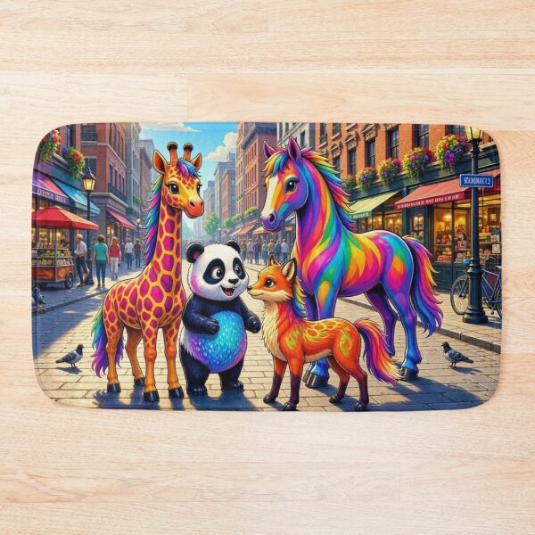 Item preview,  Rainbow Horse and Cute Animal Friends on the Street designed and sold by Breezes-of-Ida.