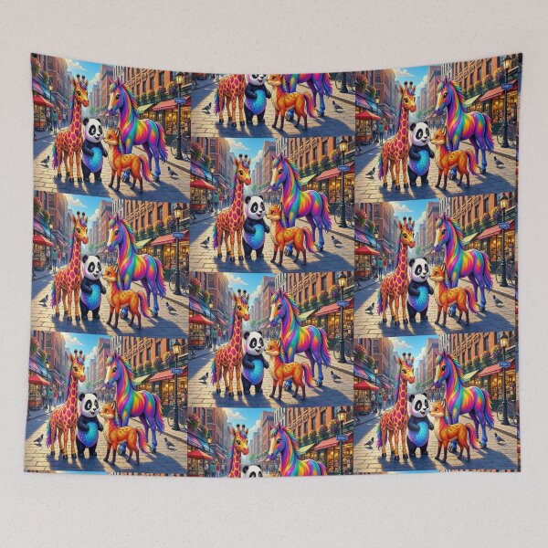 Item preview,  Rainbow Horse and Cute Animal Friends on the Street designed and sold by Breezes-of-Ida.