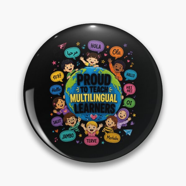 Item preview, multilingual learners globe with cheerful kids and greetings designed and sold by ROUX-ART.