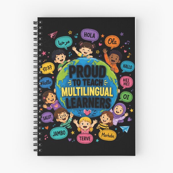 Item preview, multilingual learners globe with cheerful kids and greetings designed and sold by ROUX-ART.