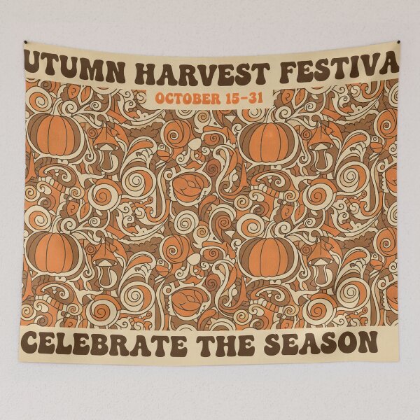 Item preview, Retro Autumn Harvest Festival Poster October 15-31 | Groovy Pumpkin Doodle Celebrate The Season designed and sold by FestivityFinds.