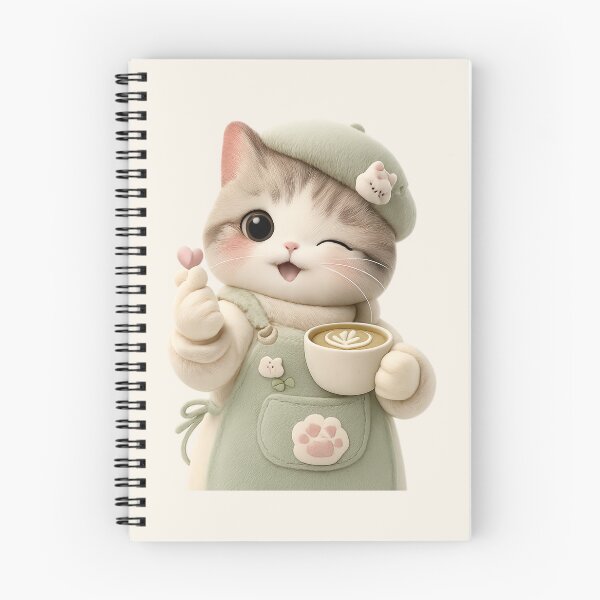 Item preview, Kawaii Cat Barista Matcha Latte finger heart | Cute Cafe Aesthetic designed and sold by Moons Studio.