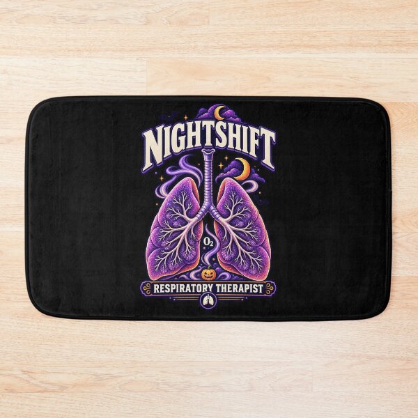 Item preview, Spooky Retro Nightshift Respiratory Therapist Halloween Lung Design - Purple Anatomical Lungs, Trachea, Bats & Pumpkin | Respiratory Care Week Medical Shirt designed and sold by ClinicalHubs.