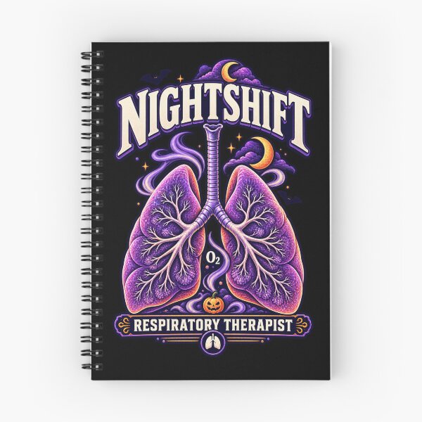 Item preview, Spooky Retro Nightshift Respiratory Therapist Halloween Lung Design - Purple Anatomical Lungs, Trachea, Bats & Pumpkin | Respiratory Care Week Medical Shirt designed and sold by ClinicalHubs.