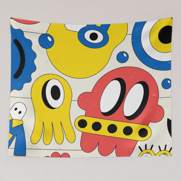 Item preview, Colorful Abstract Halloween Faces Pattern designed and sold by IntelliMindDesigns.