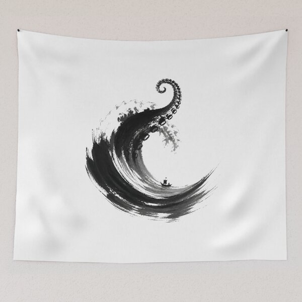 Item preview, Lovecraft Ink Tentacle Wave and Tiny Ship designed and sold by Fenay Designs.