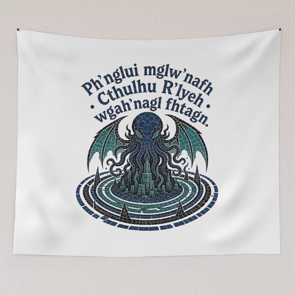 Artikelvorschau, Cthulhu R'lyeh Fhtagn Blue Mosaic entworfen und verkauft von Fenay Designs.