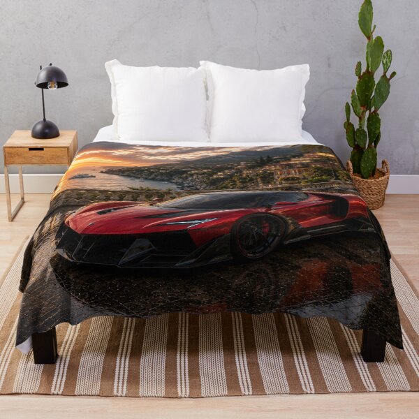 Item preview, Red Supercar at Mediterranean Sunset – Luxury Coastal Drive designed and sold by ZYVARENNE.