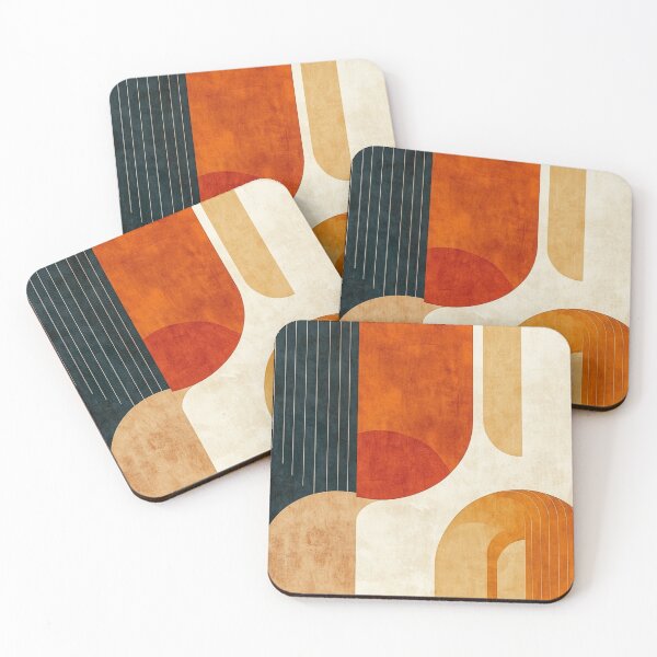 Item preview, Mid-Century Modern Geometric Arch - Two Tone Earthy - Terracotta Abstract Retro Art designed and sold by GrinGalore.