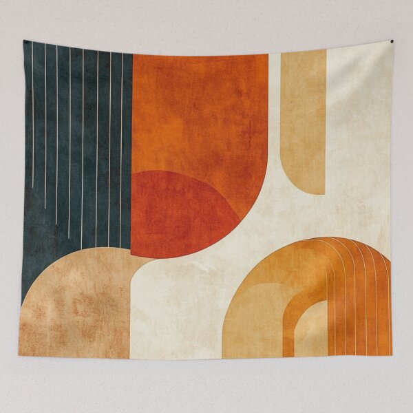 Item preview, Mid-Century Modern Geometric Arch - Two Tone Earthy - Terracotta Abstract Retro Art designed and sold by GrinGalore.