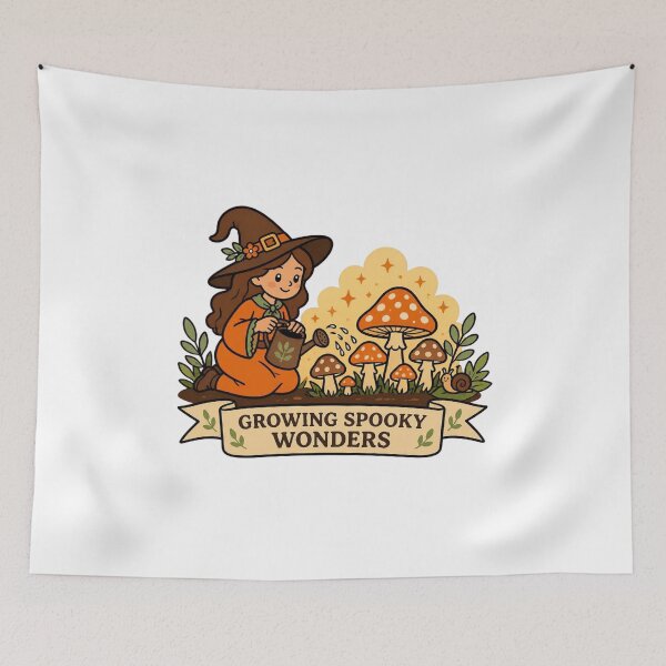 Item preview, Growing Spooky Wonders Cute Garden Witch Watering Mushrooms Cottagecore Halloween designed and sold by FestivityFinds.