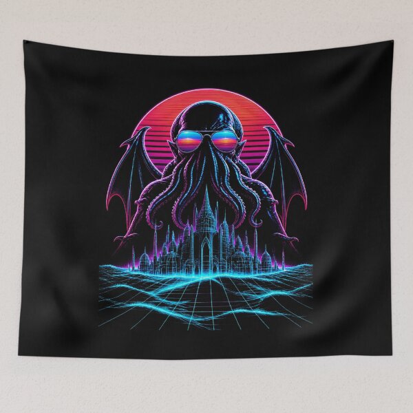 Item preview, Cthulhu Synthwave Overlord of the Neon City designed and sold by Fenay Designs.