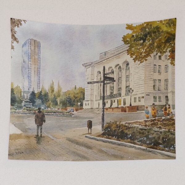Item preview, City Architecture Street Traditional Watercolor designed and sold by SlavaArt.