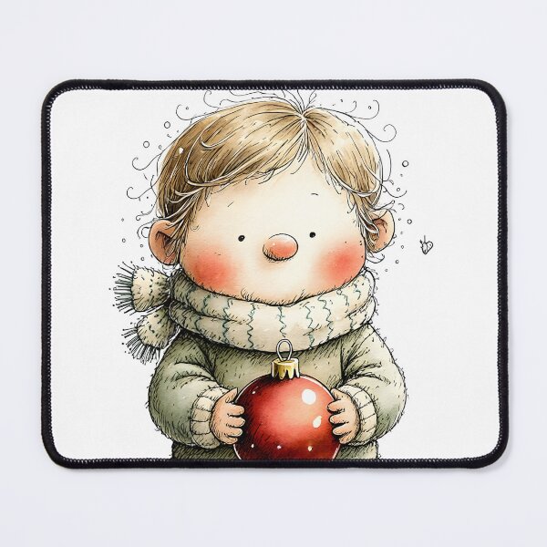 Item preview, Cute Christmas Child Holding a Red Ornament designed and sold by Connys Colorful World.