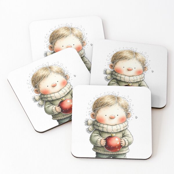 Item preview, Cute Christmas Child Holding a Red Ornament designed and sold by Connys Colorful World.