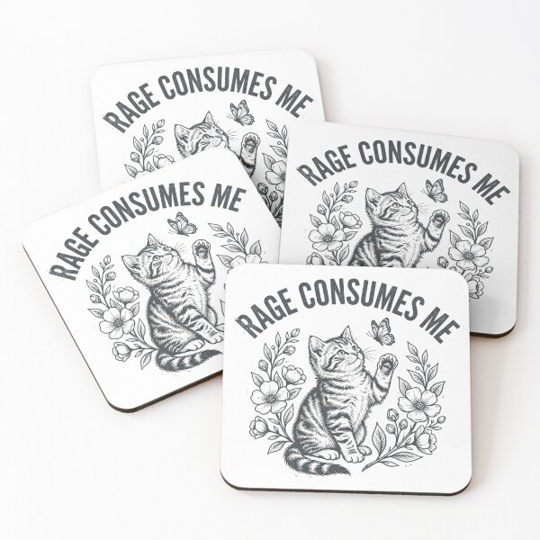Item preview, Rage Consumes Me Funny Tabby Cat Butterfly Vintage Engraving designed and sold by raedattia.