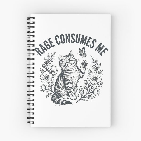 Item preview, Rage Consumes Me Funny Tabby Cat Butterfly Vintage Engraving designed and sold by raedattia.